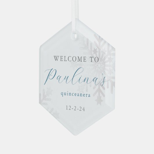 Winter Mis Quince 15e verjaardag Quinceañera Glas Ornament (Voorkant links)