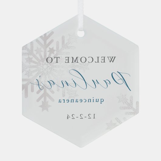 Winter Mis Quince 15e verjaardag Quinceañera Glas Ornament (Achterkant)