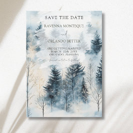 Winter Mist Sneeuw Grove Huwelijk Save The Date