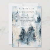 Winter Mist Sneeuw Grove Huwelijk Save The Date (Voorkant)