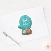 Winter mitten schattig sneeuwvlok blauw bruin ronde sticker (Envelop)