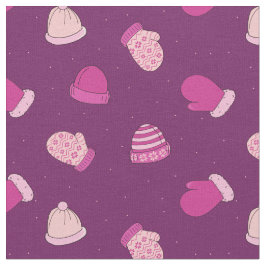 Winter Mittens en Petten Cute Pink Pattern Fabric Stof