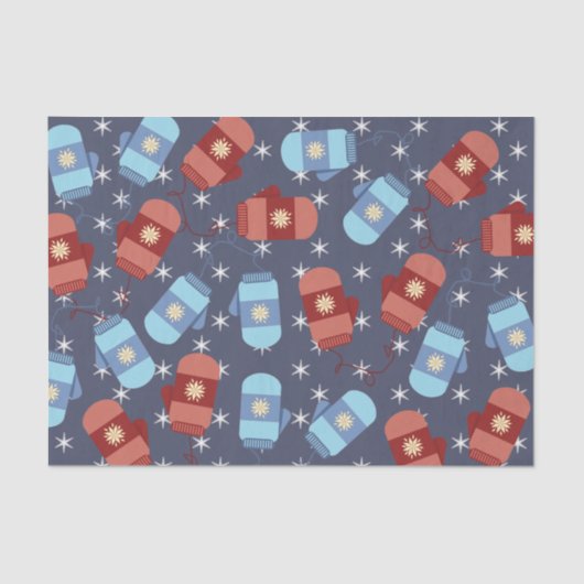 Winter Mittens en Stars Blue Tissuepapier (Voorkant)
