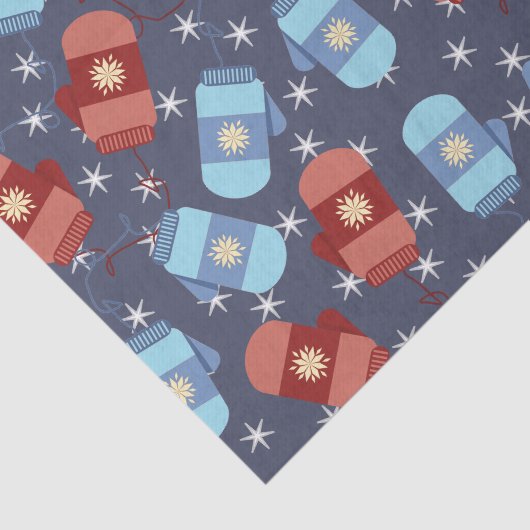 Winter Mittens en Stars Blue Tissuepapier (Detail)