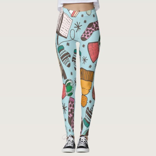 Winter Mode Doodle schetspatroon Leggings (Voorkant)