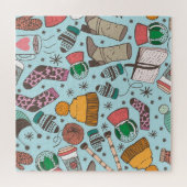 Winter Mode Doodle schetspatroon Legpuzzel (Horizontaal)