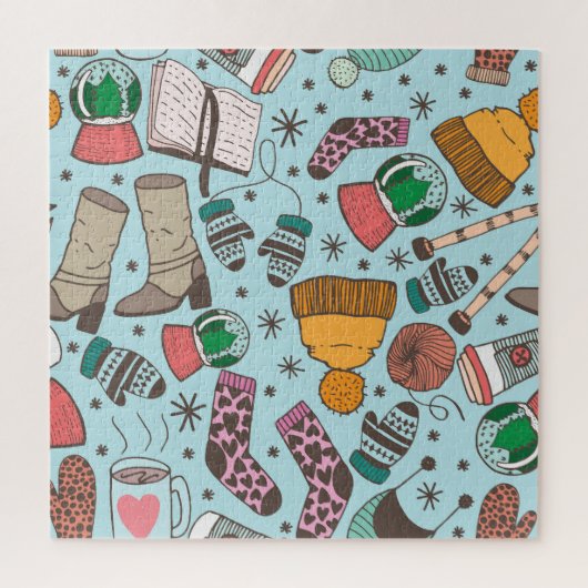 Winter Mode Doodle schetspatroon Legpuzzel (Verticaal)
