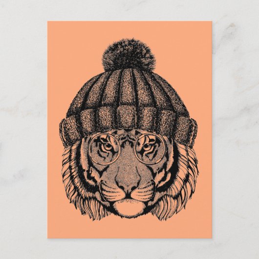 Winter Mode Ready Tiger Briefkaart (Voorkant)