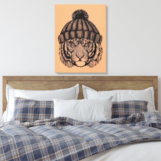 Winter Mode Ready Tiger Canvas Afdruk (Insitu (Slaapkamer))