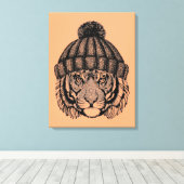 Winter Mode Ready Tiger Canvas Afdruk (Insitu (Houten vloer))