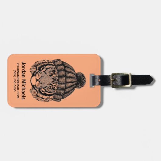 Winter Mode Ready Tiger | Jouw namen toevoegen Bagagelabel (Voorkant horizontaal)