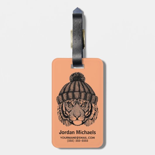 Winter Mode Ready Tiger | Jouw namen toevoegen Bagagelabel (Achterkant verticaal)