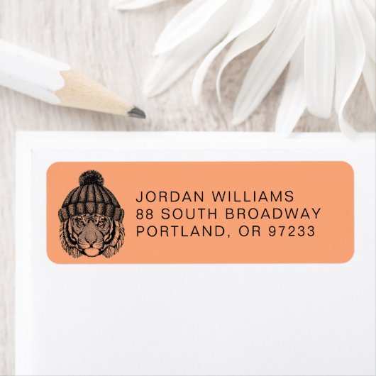 Winter Mode Ready Tiger | Jouw namen toevoegen Etiket (Insitu)