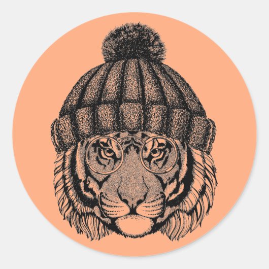 Winter Mode Ready Tiger Ronde Sticker (Voorkant)