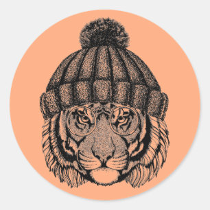 Winter Mode Ready Tiger Ronde Sticker