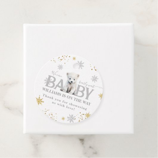 Winter Modern Barly Wachten Baby shower Welkom Bedankjes Labels (In situ)