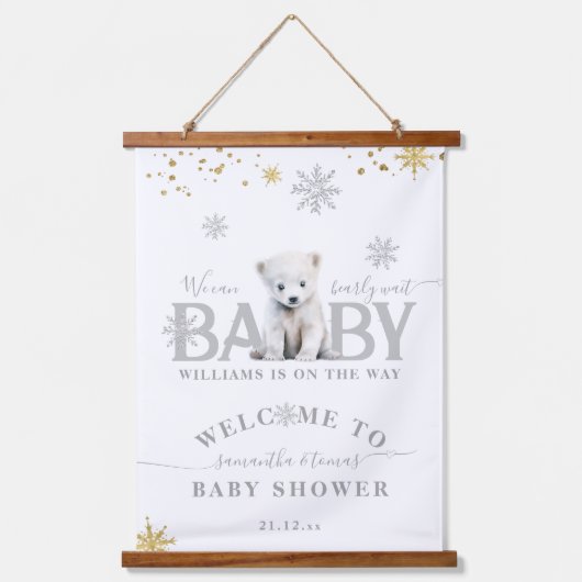 Winter Modern Barly Wachten Baby shower Welkom Hangend Wandkleed (Voorkant)