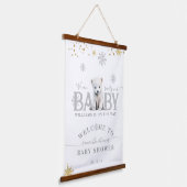 Winter Modern Barly Wachten Baby shower Welkom Hangend Wandkleed (Gebogen)