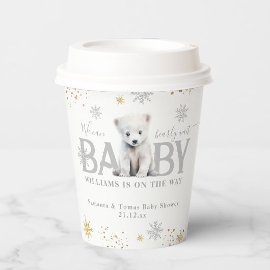Winter Modern Barly Wachten Baby shower Welkom Papieren Bekers (Voorkant)