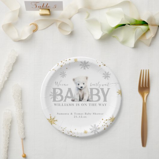 Winter Modern Barly Wachten Baby shower Welkom Papieren Bordje (Huwelijk)