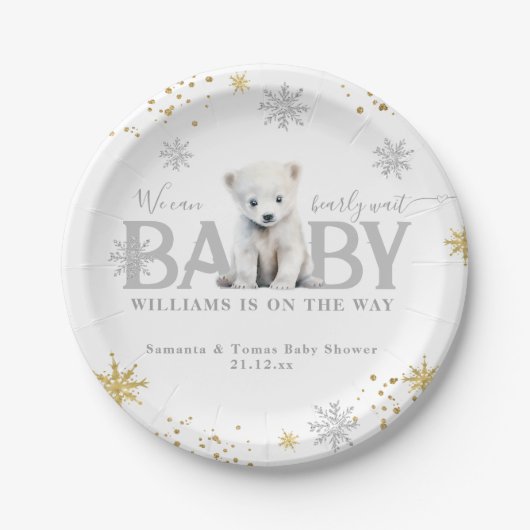 Winter Modern Barly Wachten Baby shower Welkom Papieren Bordje (Voorkant)