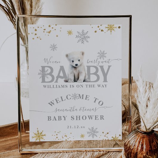 Winter Modern Barly Wachten Baby shower Welkom Poster