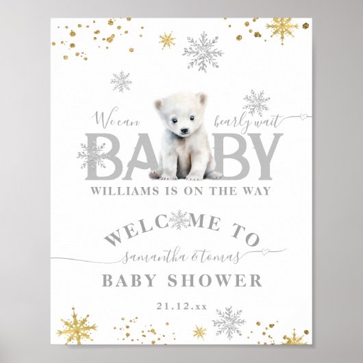 Winter Modern Barly Wachten Baby shower Welkom Poster (Voorkant)