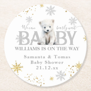 Winter Modern Barly Wachten Baby shower Welkom Ronde Kartonnen Onderzetter