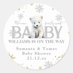 Winter Modern Barly Wachten Baby shower Welkom Ronde Sticker