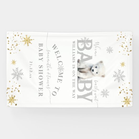 Winter Modern Barly Wachten Baby shower Welkom Spandoek (Horizontaal)