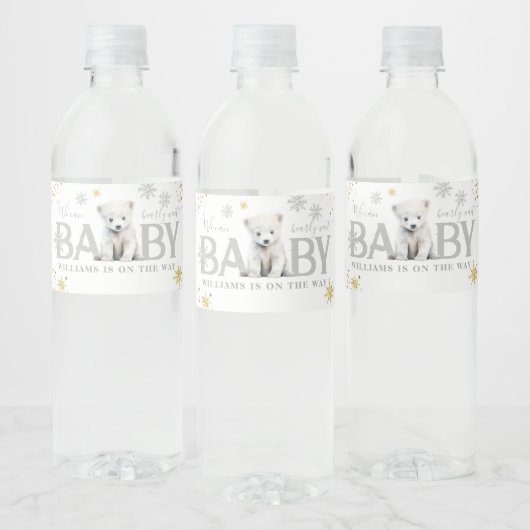 Winter Modern Barly Wachten Baby shower Welkom Waterfles Etiket (Flessen)
