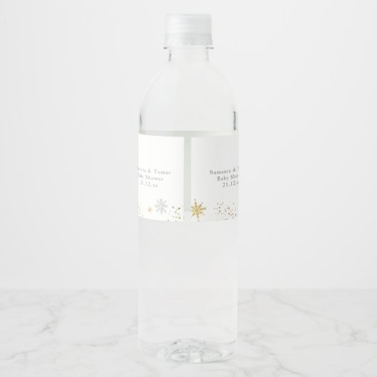 Winter Modern Barly Wachten Baby shower Welkom Waterfles Etiket (Achterkant)