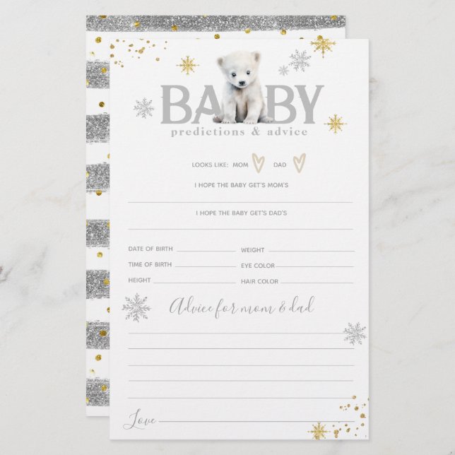 Winter Modern Barly Wachten Neutraal Baby shower s (Voorkant / Achterkant)