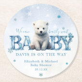 Winter Modern Bearly Wait Baby shower Ronde Kartonnen Onderzetter (Voorkant)