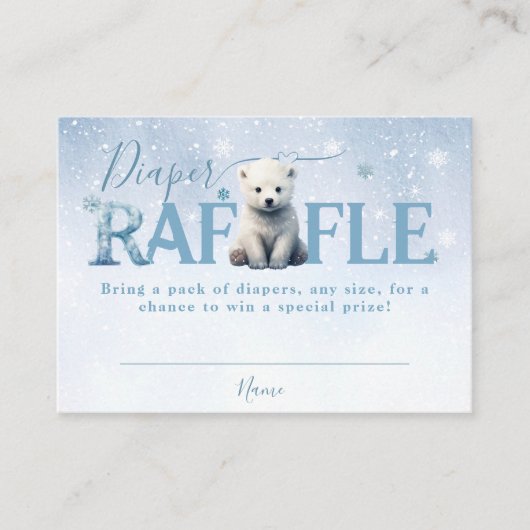 Winter Modern Bearly Wait Luier Raffle Informatiekaartje (Voorkant)