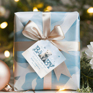 Winter Modern Bearly Wait Polar Beer Baby shower Bedankjes Labels