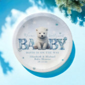 Winter Modern Bearly Wait Sneeuwvlok Baby shower Papieren Bordje