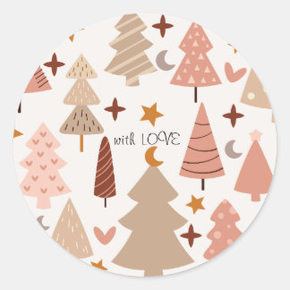 Winter Modern Boho Kerst Ronde Sticker