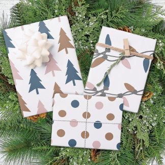Winter Modern Boho Stippen Trees kerstwrapping Inpakpapier Vel