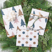 Winter Modern Boho Stippen Trees kerstwrapping Inpakpapier Vel