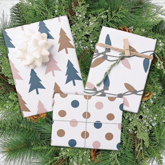 Winter Modern Boho Stippen Trees kerstwrapping Inpakpapier Vel