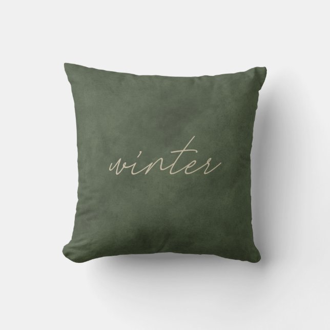 Winter Modern Dusty Green Velvet  Kussen (Voorkant)
