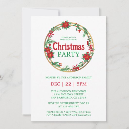 Winter Modern Elegant Kerstfeest uitnodiging (Voorkant)