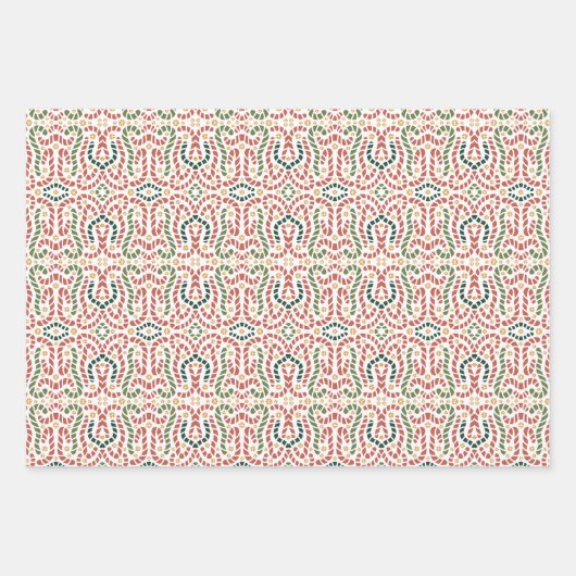 Winter Modern Muted Ornament Leaves Kerstmis Inpakpapier Vel (Voorkant 2)