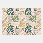 Winter Modern Muted Ornament Leaves Kerstmis Inpakpapier Vel (Voorkant)