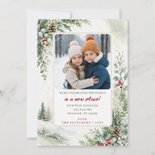 Winter Modern Nieuw Thuis voor Vakantie Foto Verhu Feestdagenkaart