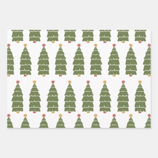 Winter Modern Retro Trees Kerstmis Inpakpapier Vel (Voorkant 3)