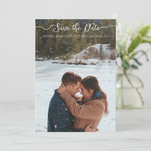 Winter Modern Save the Date Minimalist Rustic (Staand voorkant)