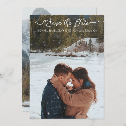 Winter Modern Save the Date Minimalist Rustic (Voorkant / Achterkant)