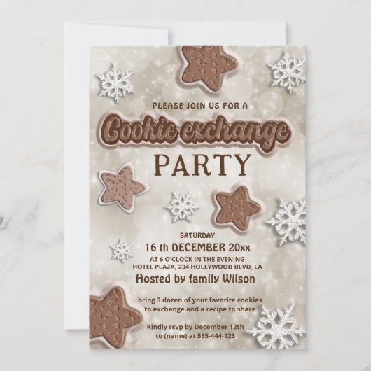 Winter moderne cookie uitwisseling partij kaart (Voorkant)